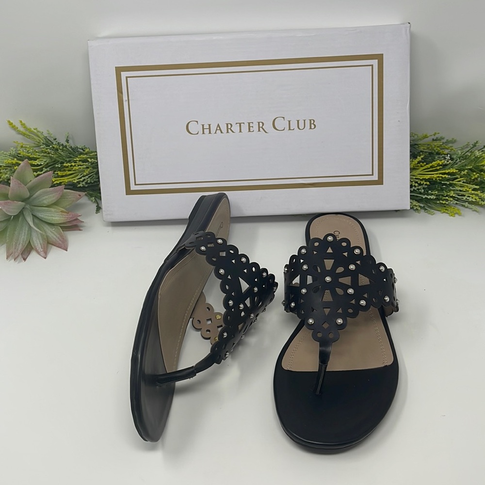 Charter Club Omanii Thong Slide Flat Sandals Size 9.5 M